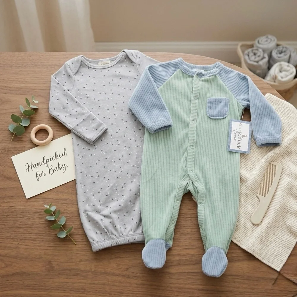 First Impressions 3-Piece Gown & Sleeper Set Bundle Infant Baby Boy SZ 6-9M NWT